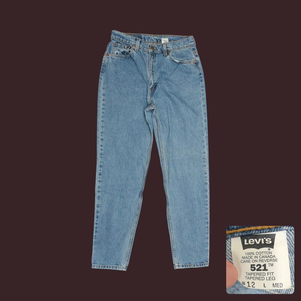 Vintage Levis 521 High Rise Mom Jeans Light Wash Womens Size 12 W31